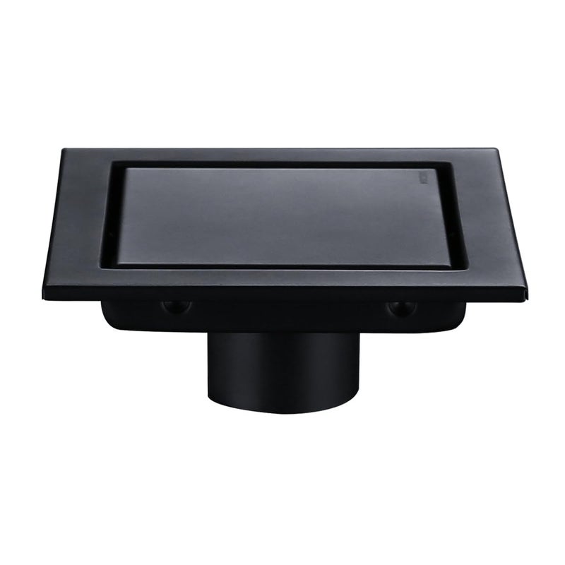 RANDOM Black Shower Drain Square with Removable Tile Insert 6 Inch Drain Cover and Hair Strainer,SUS 304 Stainless Steel Matte Black Shower Floor Drain - Image 1